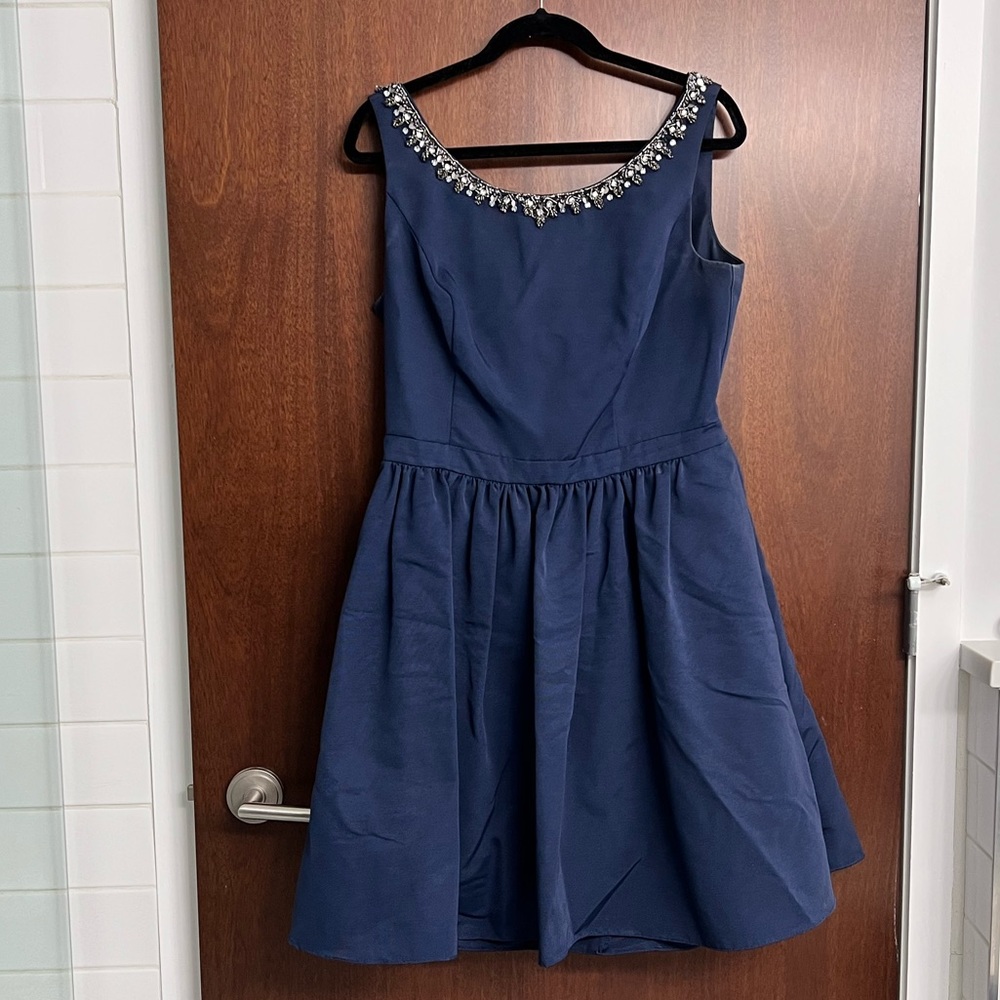 David's Bridal Formal Dress Special Occasion Homecoming Prom Navy Size 14 - Picture 2 of 12